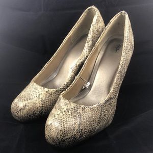Brown Snakeskin Pattern 3.5” Heels, Size 8, EUC